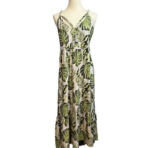Derek Heart Tropical Print Maxi Dress Braided Strap 1X Resortwear Garden Wedding